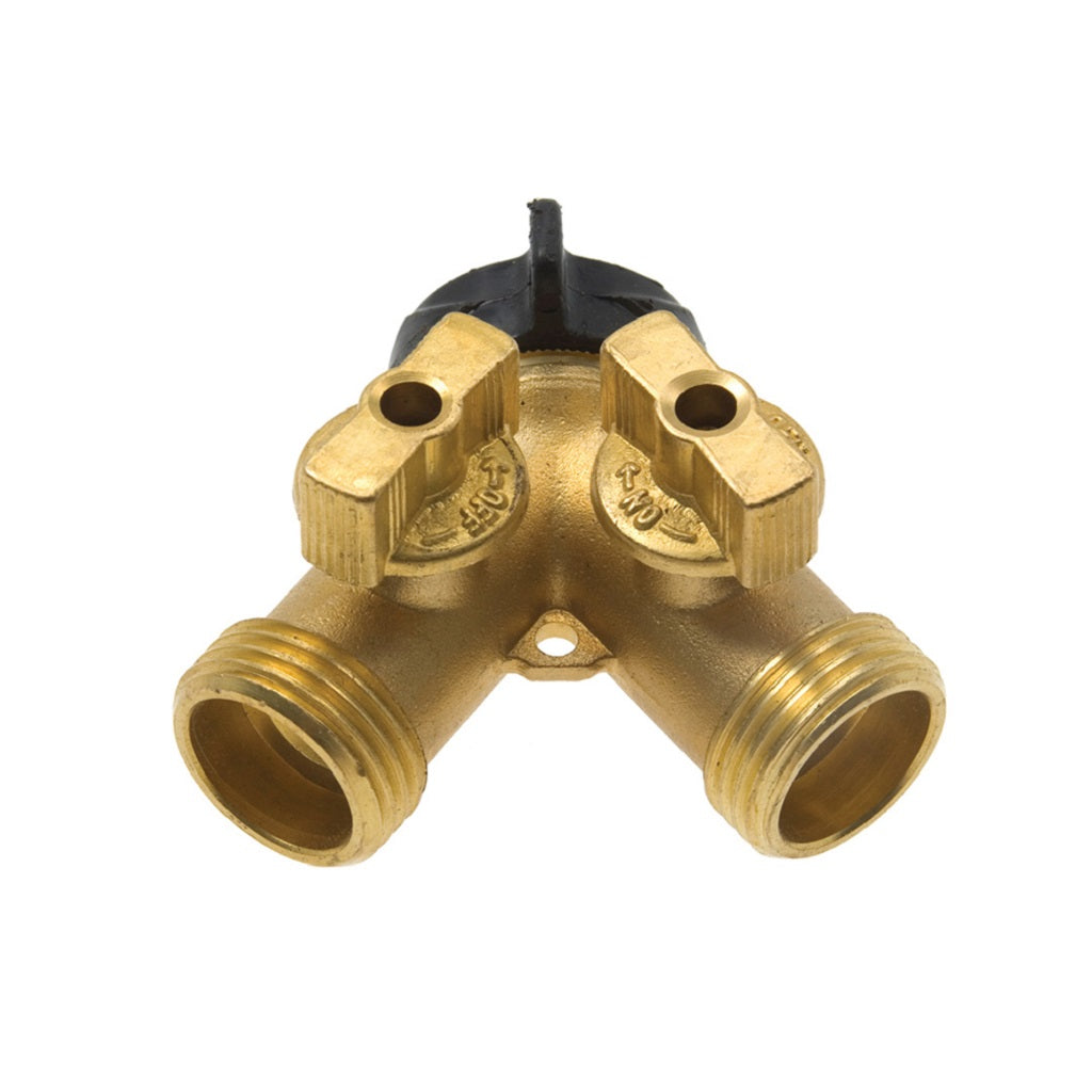 Gilmour G07Y77BV Deluxe Brass Garden Hose Splitter Connector with Double Shut-Off