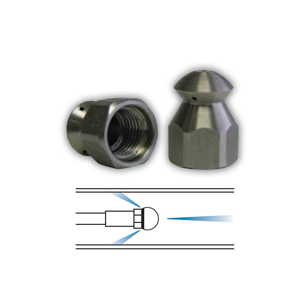 Sewer Jetting &quot;Laser&quot; Nozzle - 1 Forward 3 Back Jet 4000psi