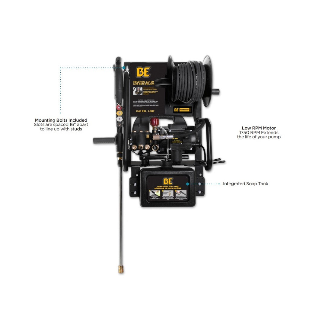 Be X-1520FW1ARH Wall Mount Electric Pressure Washer 1500 PSI