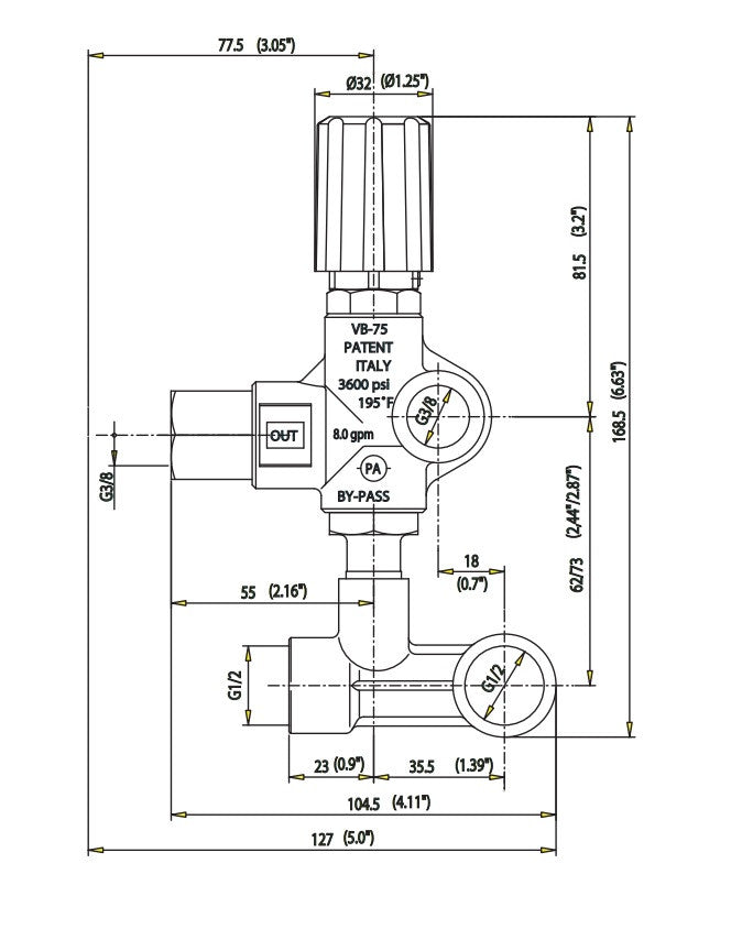 PA VB75 Banjo Bolt On Unloader 8gpm 3650psi